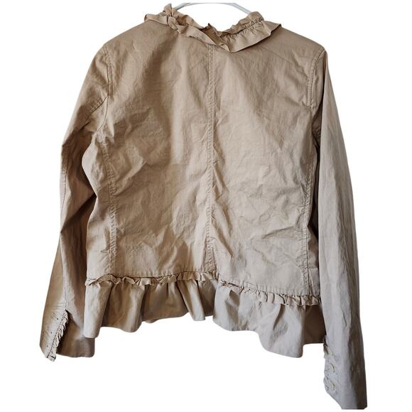 NEW Crown & Ivy Sz 12 Khaki Ruffle Jacket Suit Montauk Weekender II Tan - Picture 2 of 8